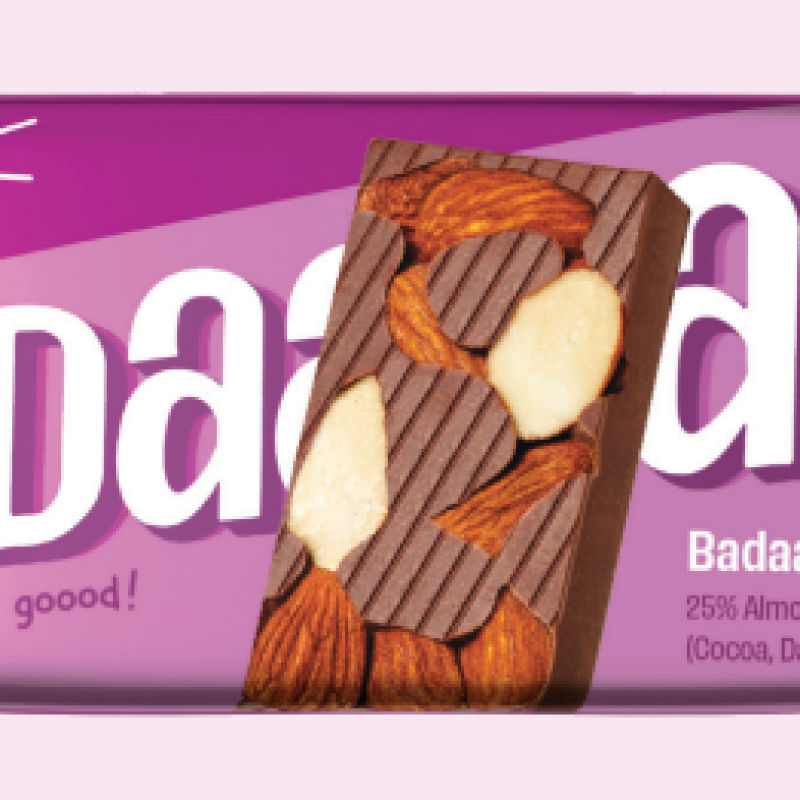Badaam (Almond) Dark Chocolate Bar - Rich Cocoa, Loaded with Crunchy Almonds, No Added Sugar | Gourmet Healthy Snack